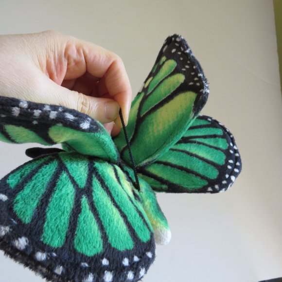 Green Butterfly PLUSH w Wire posing 11" wing span Stuffed Animal can Hang - Picture 3 of 8